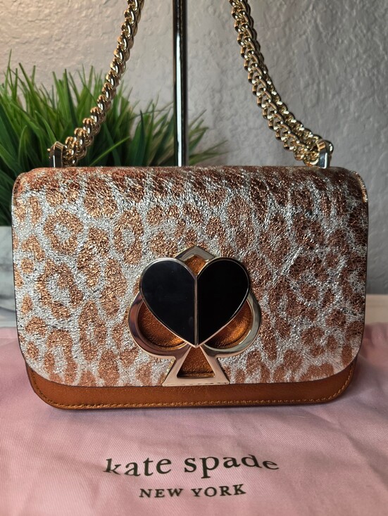 kate spade Handbags - Kate Spade Nicola Metallic Leopard Twistlock Small Convertible Chain Bag